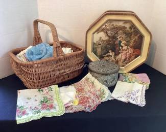 Vintage handkerchiefs & tins