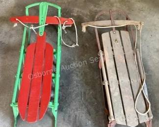 Vintage snow sleds