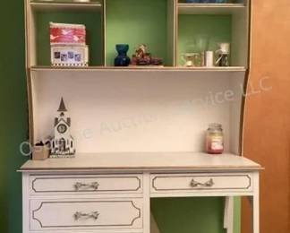 Vintage French Provincial Desk with hutch