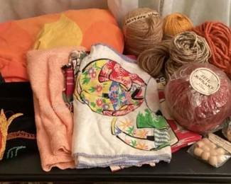 Vintage sheet set, macrame, cord, wood beads & more