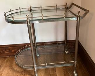 Brass and glass tea cart