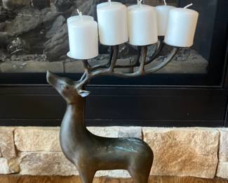Heavy solid brass reindeer candleholder