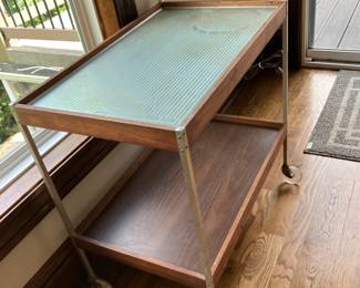 Teak tea cart w Salton warming plate