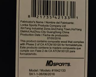 Label under Prince ping pong table