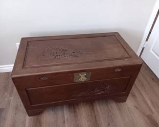 Carved Wood Chinese Blanket Chest