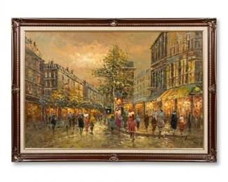 0707 Parisian Street Scene Impasto Oil Painting, Burnett Style