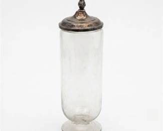 0482 Glass Condiment Jar with Silverplate SpoonNotch Lid