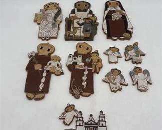 0453 Mexican Folk Art Clay Santos  Angel Wall Ornaments
