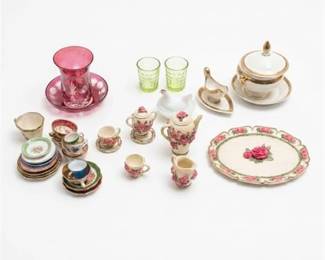 0418 Limoges  Assorted Miniature Tea Wares  Glass