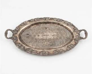296 Crescent 5281 Silver on Copper Oval Tray