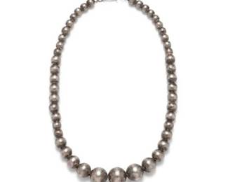70 Graduated Sterling Silver Bead Necklace