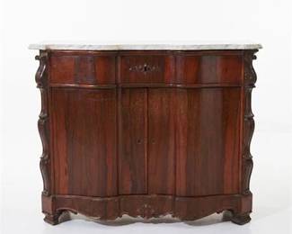 0333 Victorian Rococo Revival Rosewood MarbleTop Cabinet