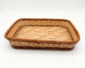 0506 Handwoven Rattan Rectangular Serving Tray Basket