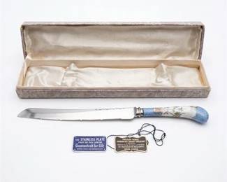 363 A.E. Lewis Sheffield Porcelain Handle Bread Knife