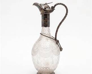 0413 Victorian SilverMounted Cut Glass Claret Jug