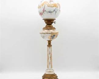 0504 SevresStyle Porcelain  Bronze Banquet Lamp