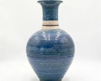 382 Studio Pottery Blue Crackle Glaze Stoneware Vase