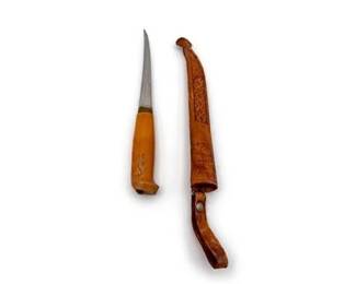 0658 Rapala by J. Marttiini Finland Fish n Fillet Knife with Tooled Leather Sheath