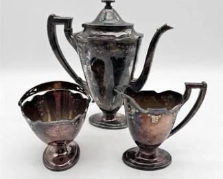 0502 Barbour Silverplate 3Piece Coffee Set, A5334 Hand Chased