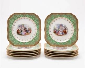 0421 Fragonard Limoge Decoration Porcelain Square Plates