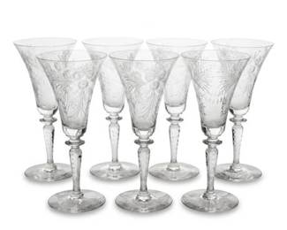 618 WheelEngraved Rock Crystal Thistle Wine Goblets