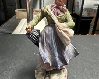 Meissen Porcelain Peasant Woman with Umbrella Figure
