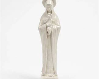 0426 German Art Deco Porcelain Madonna  Child Figurine