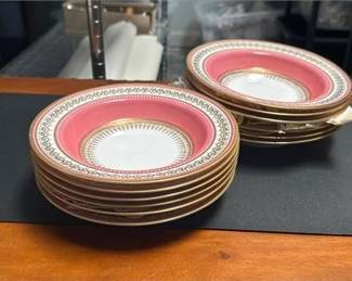 0420 Copeland Pink Porcelain Soup Bowls for Burley  Co