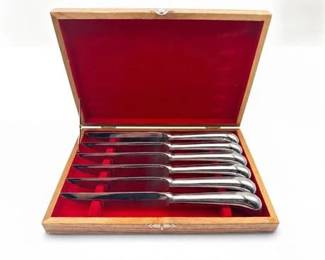 0191 Stainless Steel Steak Knives Set of 6 in Wooden Case