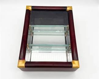 0203 Mahogany Wall Curio Cabinet Mirrored Glass Display Case