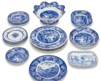 0679 Spode Italian Blue  White Transferware Dish Lot