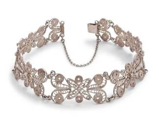 99 Sterling Silver Filigree Floral Link Bracelet