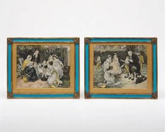 0455 Neyret Freres Woven Silk Pictures after F. Morgan, Pair