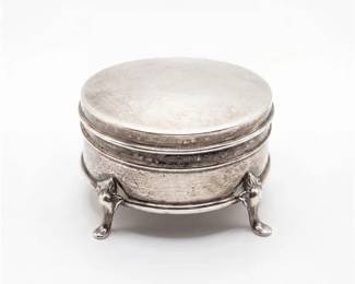 275 Edwardian Sterling Silver Footed Ring Box