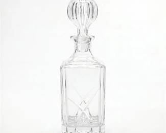 0221 Square Cut Glass Spirits Decanter with Fluted Ball Stopper