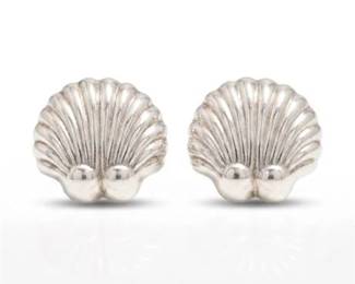 84 Sterling Silver Scallop Shell ClipOn Earrings