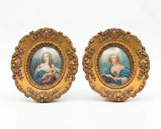 0228 Vincent Nesbert Cameo Creation Framed Portraits, Pair