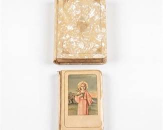 0440 Antique Catholic Prayer Books, Celluloid Pearl  Crucifix