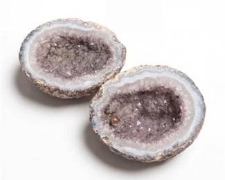 0442 Las Choyas Coconut Geode Pair, Amethyst  Agate, Mexico