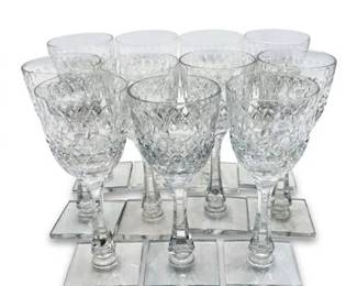 628 12 Val St Lambert Crystal Goblets, Square Foot