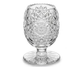 638 Cut Lead Crystal Footed Toothpick Holder, Hobstar Cut