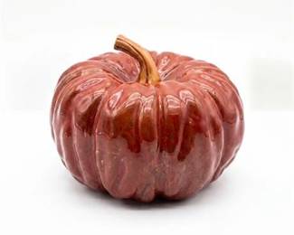 0190 Rust Red Glazed Ceramic Pumpkin Figurine