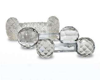 640 Cut Crystal Dumbbell Knife Rests, Victorian Carving Rests