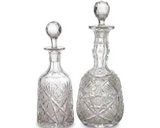 0687 Two Cut Glass Decanters, American Brilliant Period