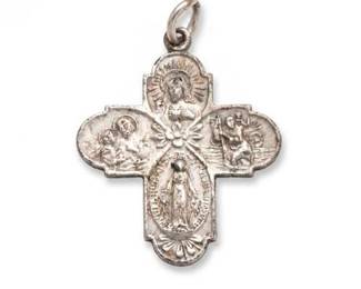 104 Vintage Catholic FourWay Cross Medal Pendant