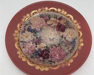 0243 Lena Liu Floral Mexican Terracotta Decoupage Plate