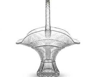 620 Cut  Engraved Glass Pedestal Brides Basket