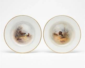 0461 Royal Worcester James Stinton Game Bird Plates, Pair