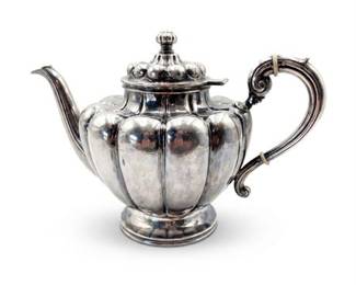Sanborns Mexico Sterling Silver Melon-Form Teapot, 1050 g
