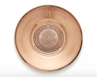 0510 Metal SpinCraft U.S. Congress Copper  Glass Dish